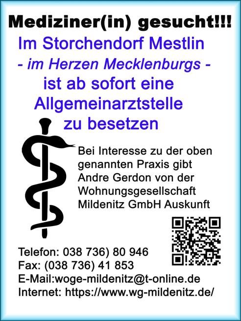 Plakat der Arztsuche in Mestlin